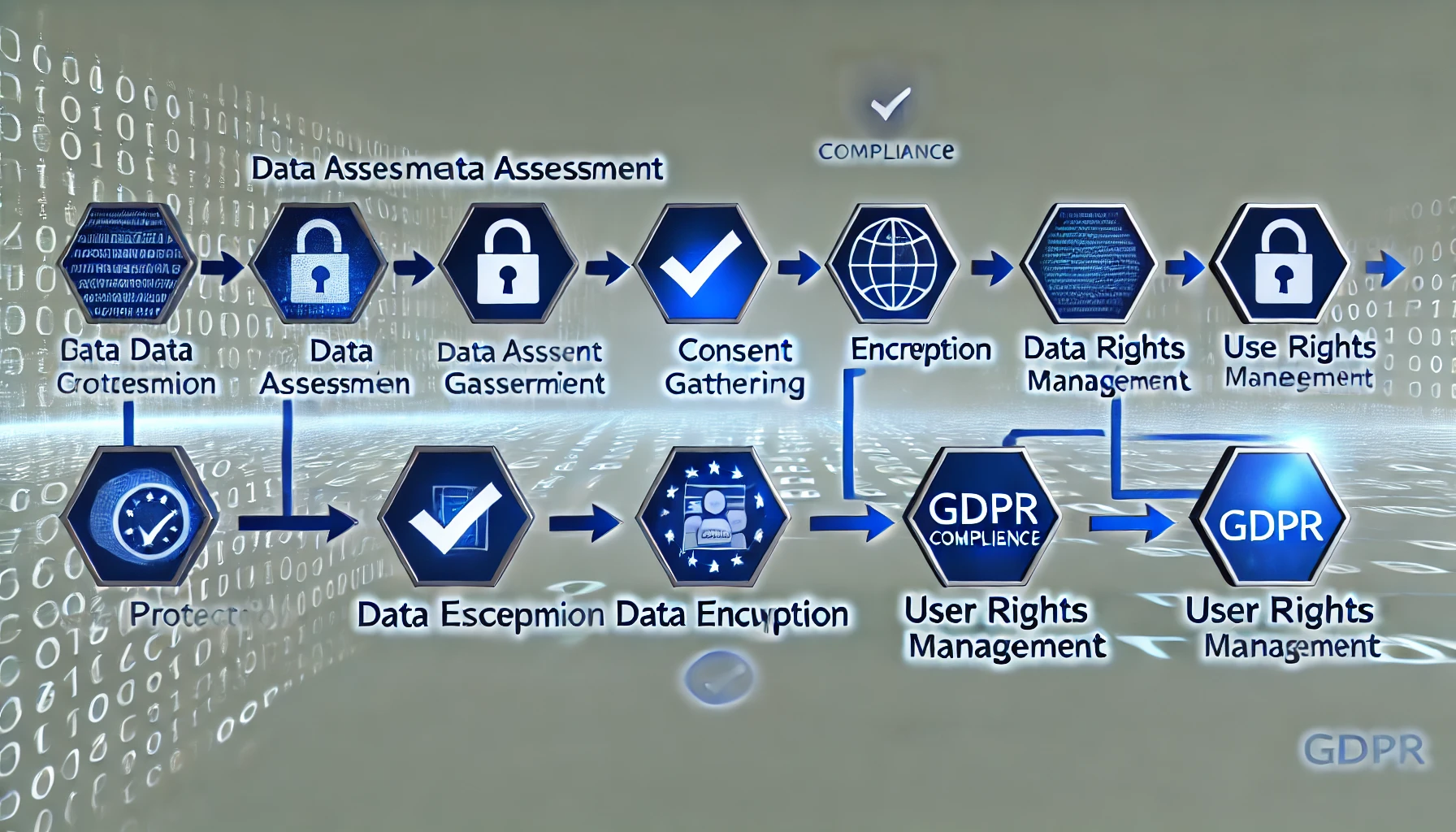 فرایند انطباق با مقررات GDPR به مجموعه‌ای از مراحل و اقدامات گفته می‌شود که شرکت‌ها و سازمان‌ها برای تطابق با این مقررات حفاظتی و قانونی باید انجام دهند.